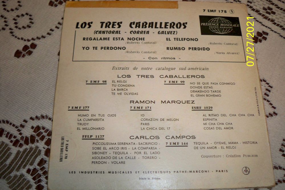LOS TRES CABALLEROS 45T Audio et hifi