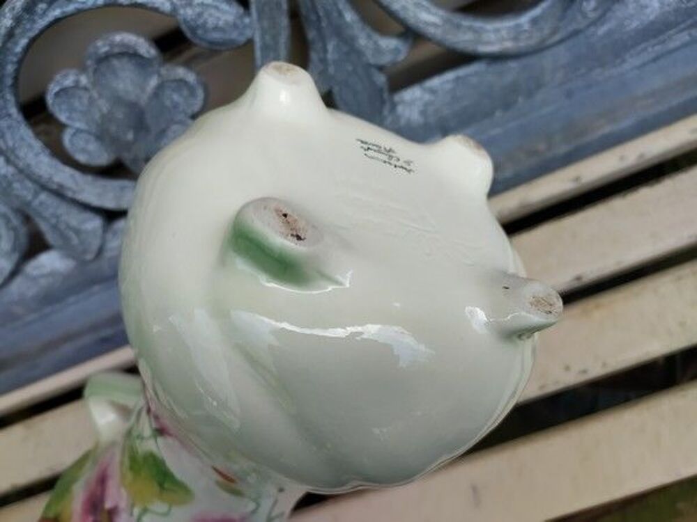Vase Fa&iuml;ence Saint-Cl&eacute;ment Capucines Style Art Nouveau Décoration