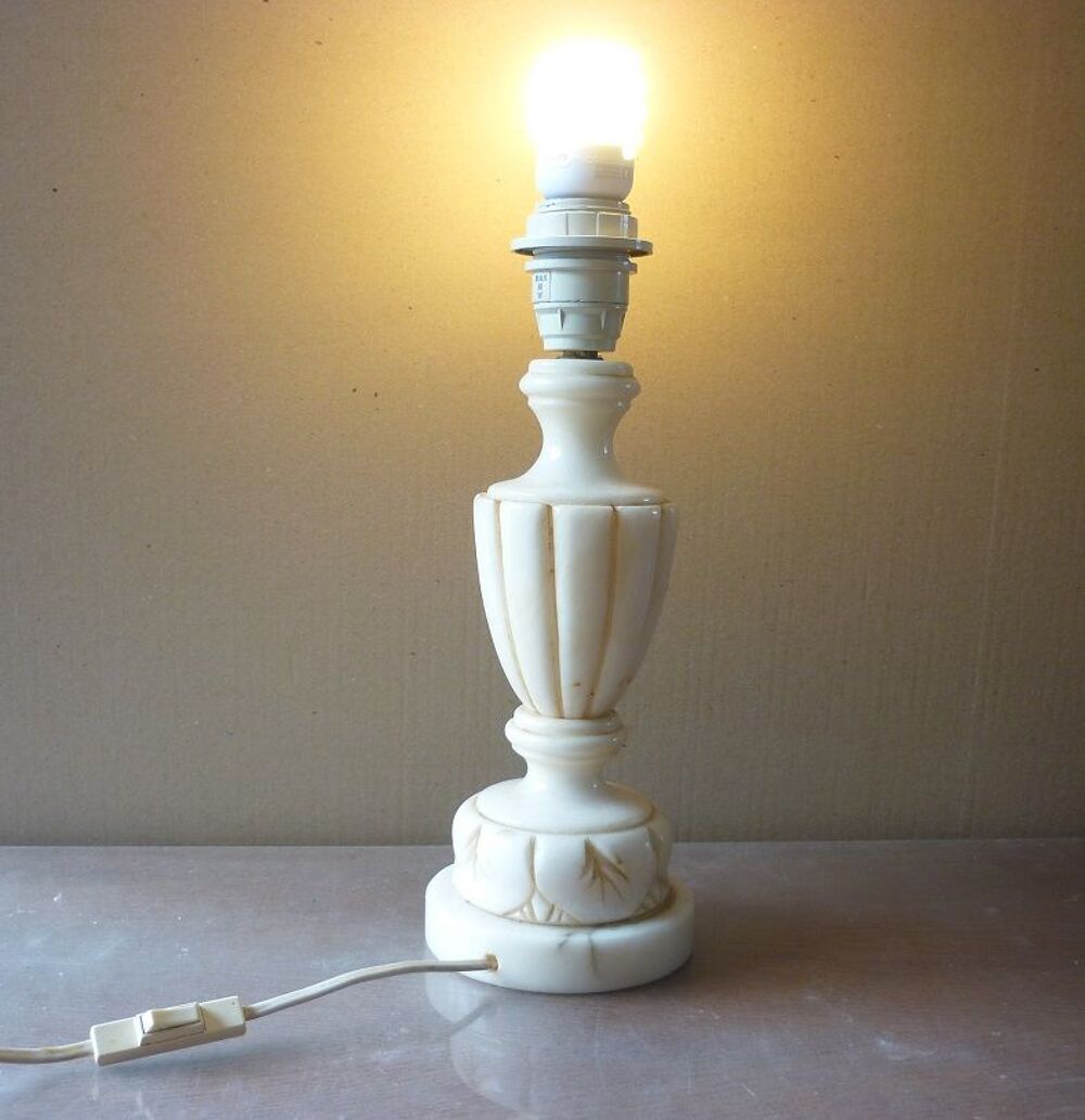 Pied de lampe de chevet en ALB&Acirc;TRE - H=32cm - Vintage ann&eacute;es Meubles