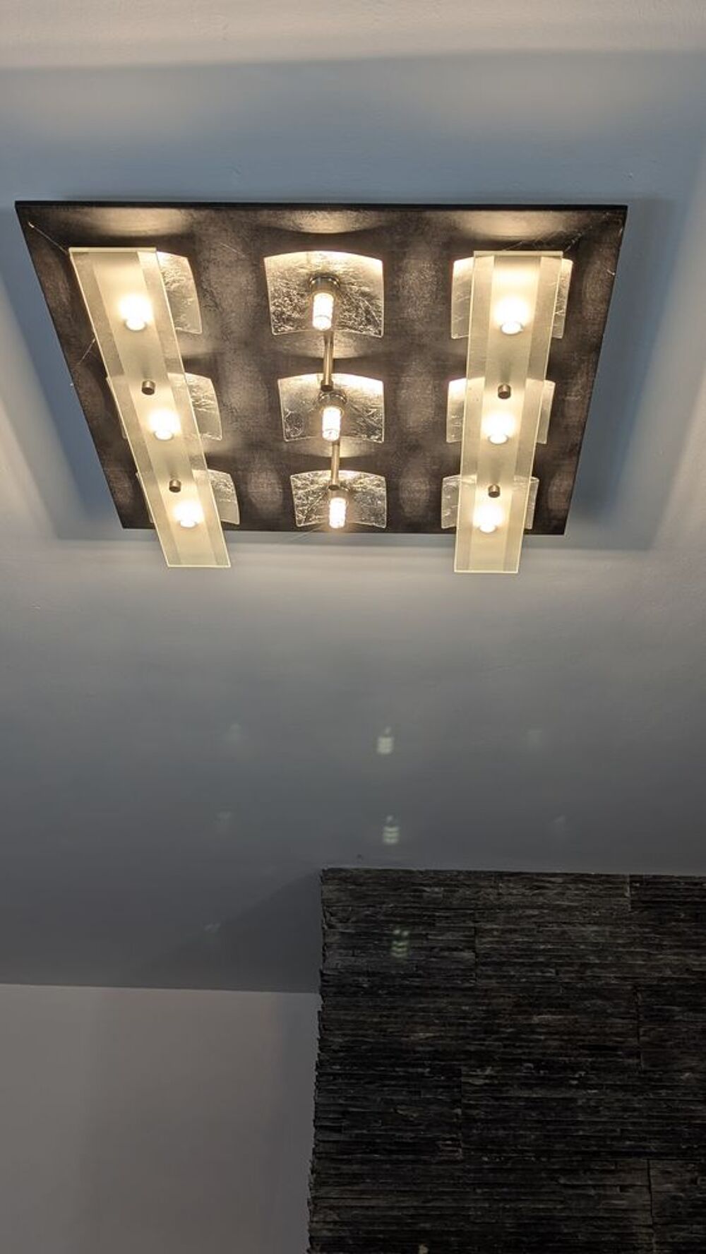 Plafonnier carr&eacute;, support c&eacute;ramique, led 9xG9 Décoration