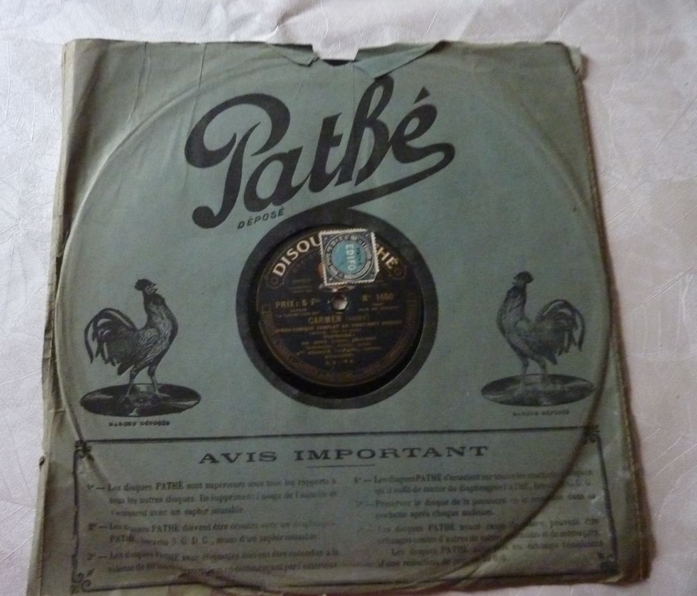 Lot 3 disques 78 T Phono Gramophone Path&eacute; - Carmen (Bizet) 