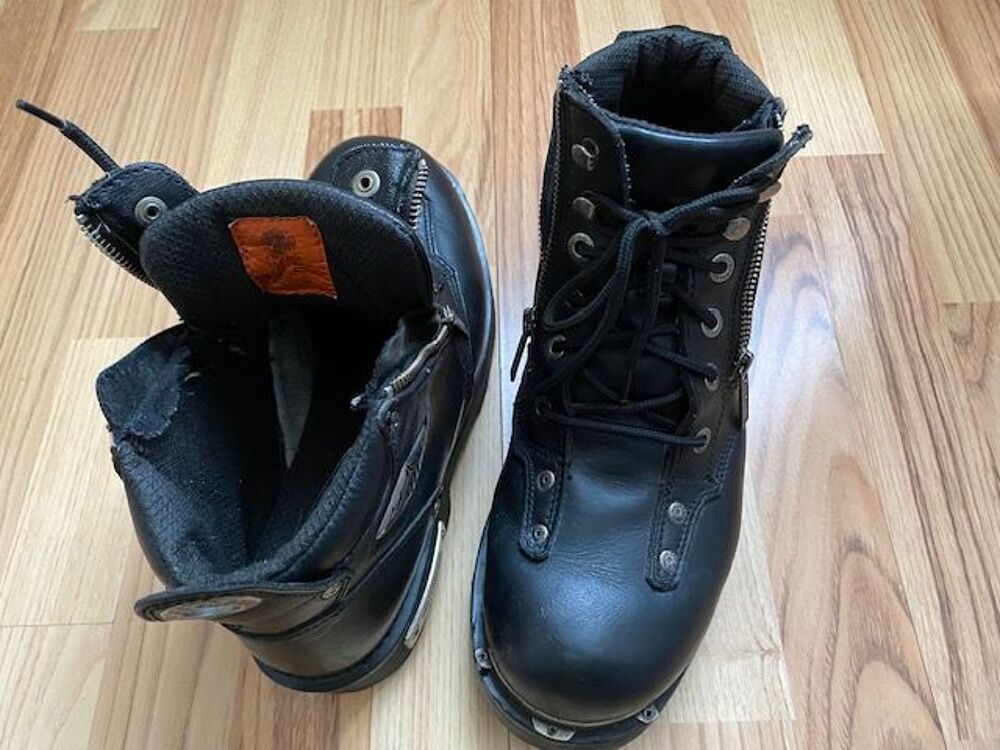 Bottes de moto Harley-Davidson pour Homme en cuir noir Chaussures