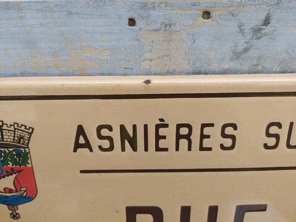 Ancienne Plaque &Eacute;maill&eacute;e Rue Malakoff Asni&egrave;res sur Seine 
