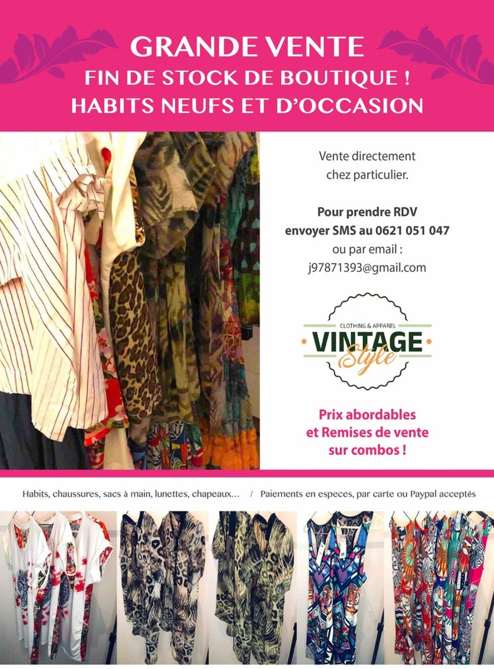 Lot V&ecirc;tements Divers. la totalit&eacute; ou &agrave; convernir. Vtements