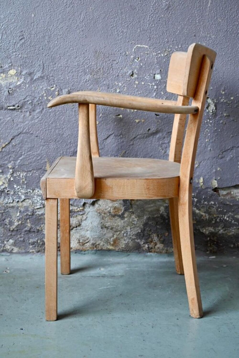Fauteuil si&egrave;ge de bureau ancien en bois style vintage indus Meubles