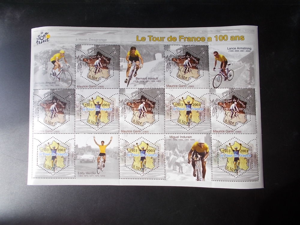TBE : Timbres comm&eacute;moratifs des 100 ANS DU TOUR DE FRANCE 