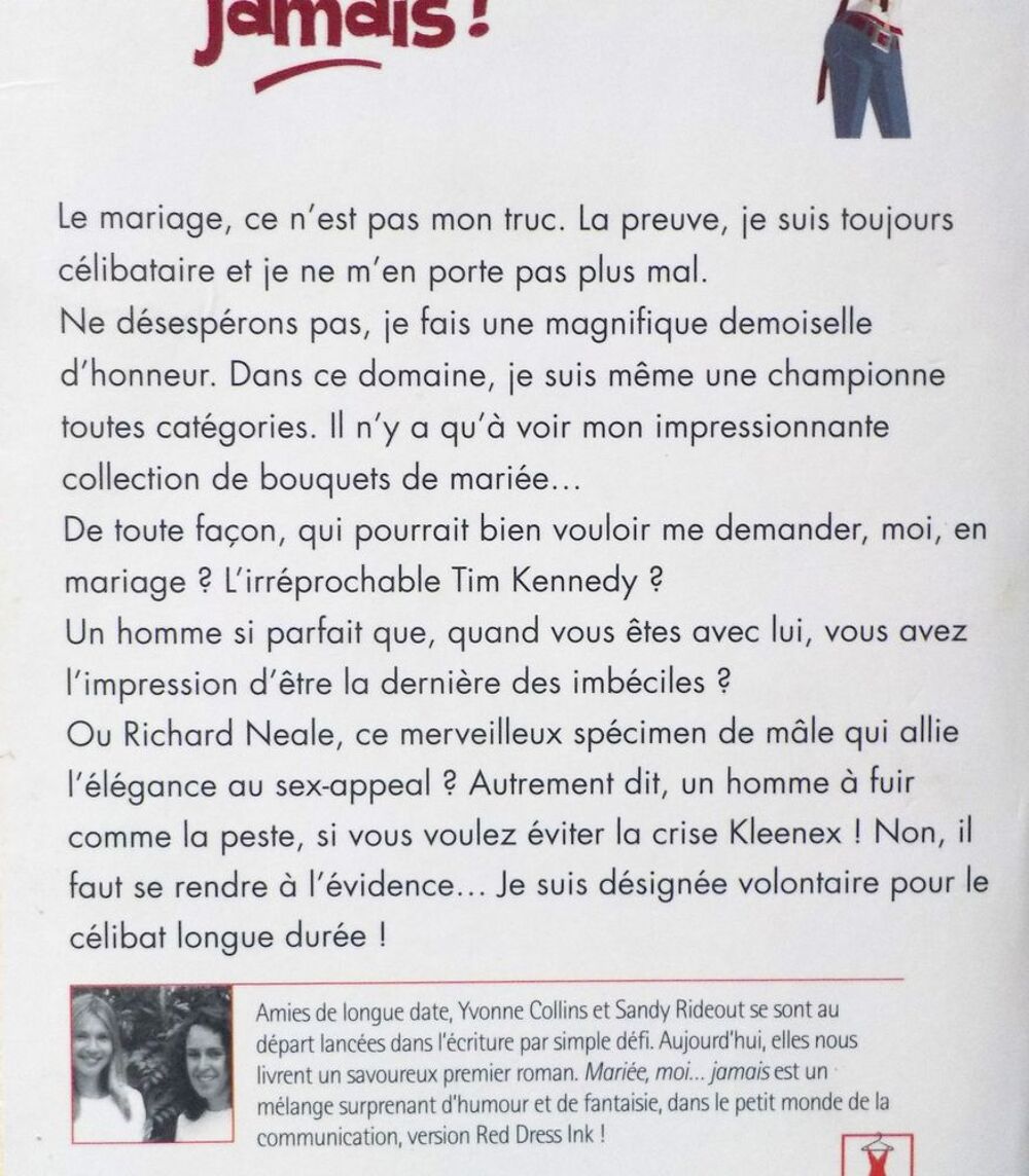 MARIEE, MOI... JAMAIS ! de Y. COLLINS et S. RIDEOUT Ed. Red Livres et BD