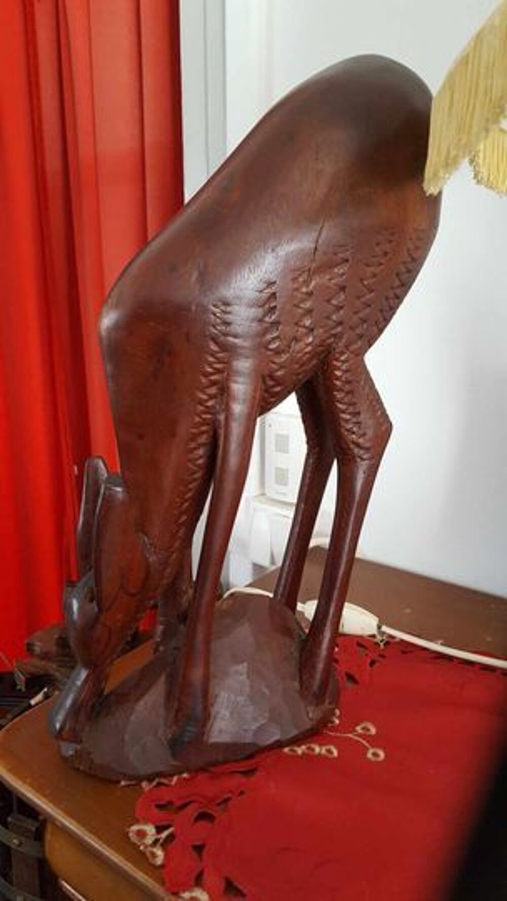  Statue belle antilope en bois exotique artisanal N&deg;1274 Décoration
