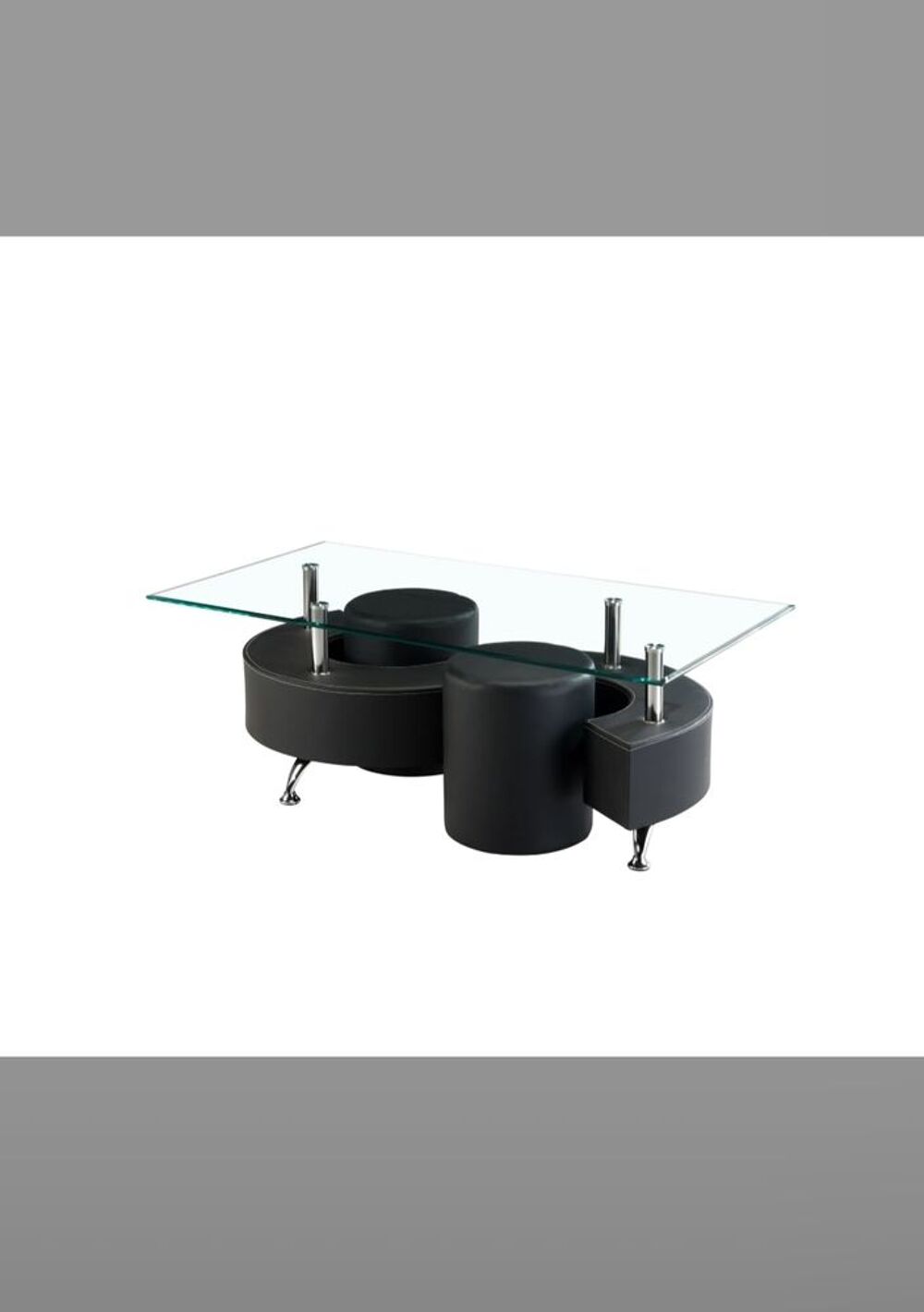 Table basse noir avec plateau en verre Meubles