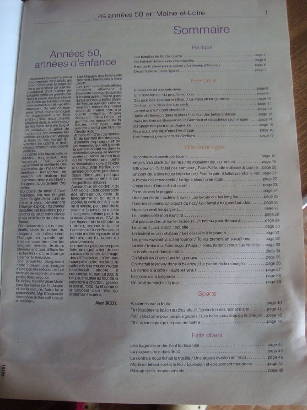 Livre ,les ANNEES 50 EN MAINE ET LOIRE 