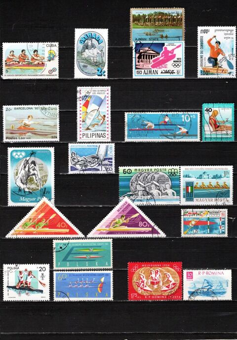 lot de 49 timbres du MONDE sur les SPORTS AQUATIQUES 3 Les Églisottes-et-Chalaures (33)