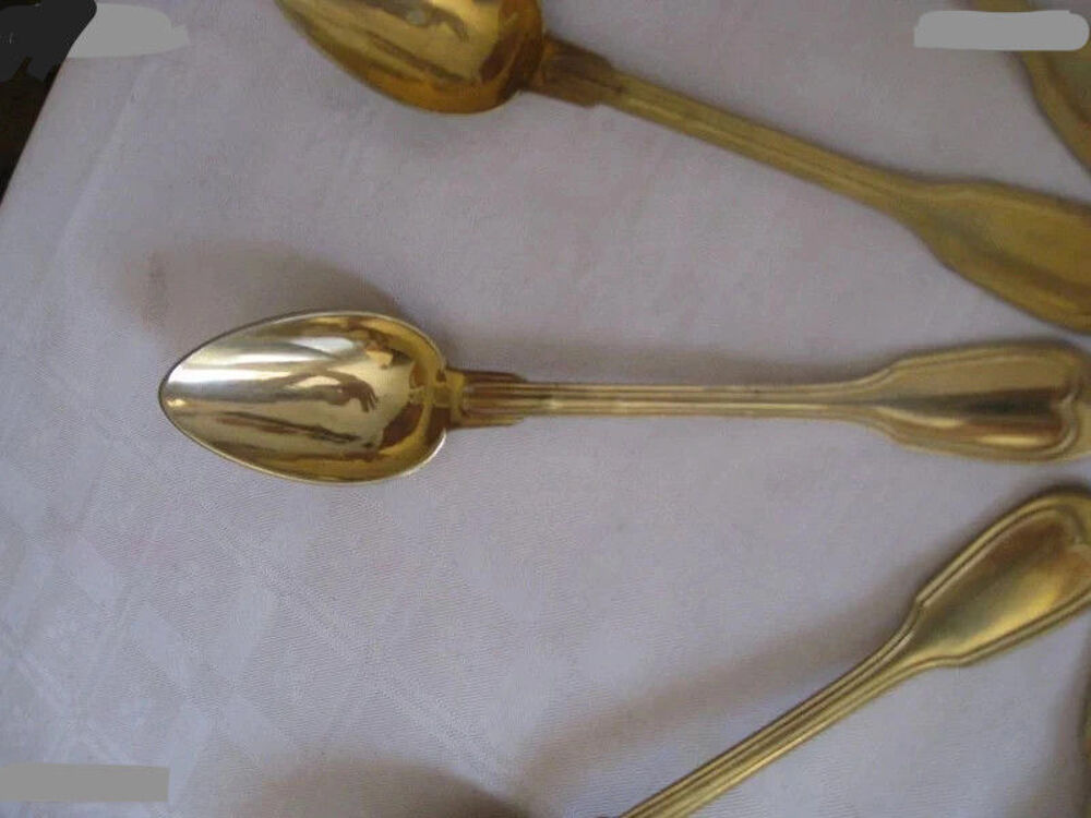 12 Petites Cuill&egrave;res en vermeil argent&eacute; XIX&egrave;me Cuisine