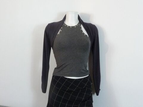 Gilet/ Bol�ro/ Top Violet Prune Manches Longues- Cache Cache 7 Paris 15 (75)