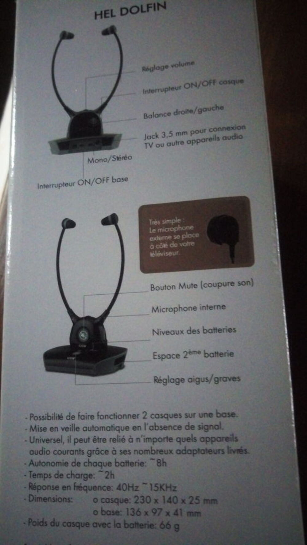 Casque TV sans fil sp&eacute;cial Senior CGV avec 2 batteries Audio et hifi
