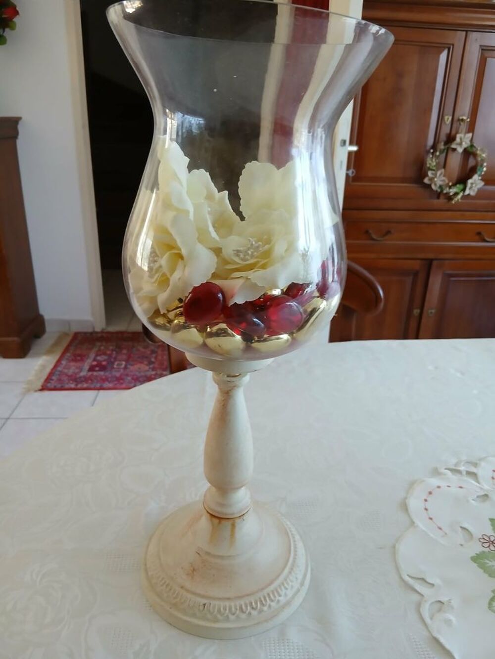  Grand vase photophore ancien forme tulipe verre N&deg; 1451 Décoration