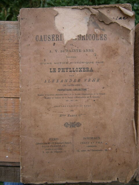 LIVRE ANCIEN CAUSERIES AGRICOLES 1877 0 Villeneuve (33)