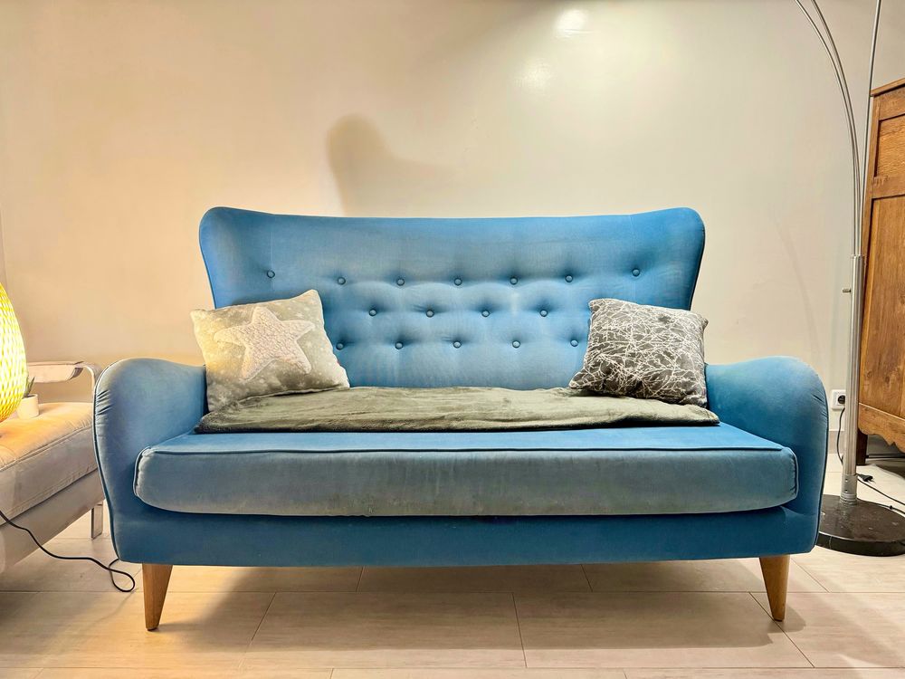 Grand canap&eacute; bleu scandinave Meubles