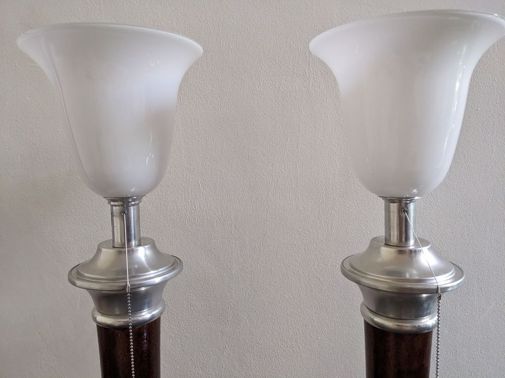 Paire de 2 GRANDS LAMPADAIRES MAZDA EPOQUE 1930 LAMPE art d&eacute; Décoration