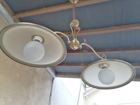 Suspension double m�tal dor� et verre d�poli 50 Valence (26)