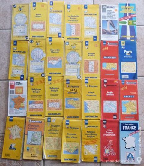 25 Anciennes cartes routi�res dont 23 MICHELIN 5 �cuisses (71)