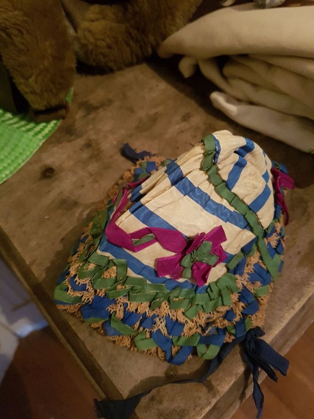 Bonnet enfant bleu/blanc/vert/violet, dentelles, vintage Vêtements enfants