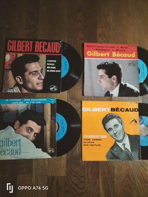 GILBERT BEACAUD - LOTS DE 4 DISQUES 45 TOURS -bon tat - EP 10 Tourcoing (59)