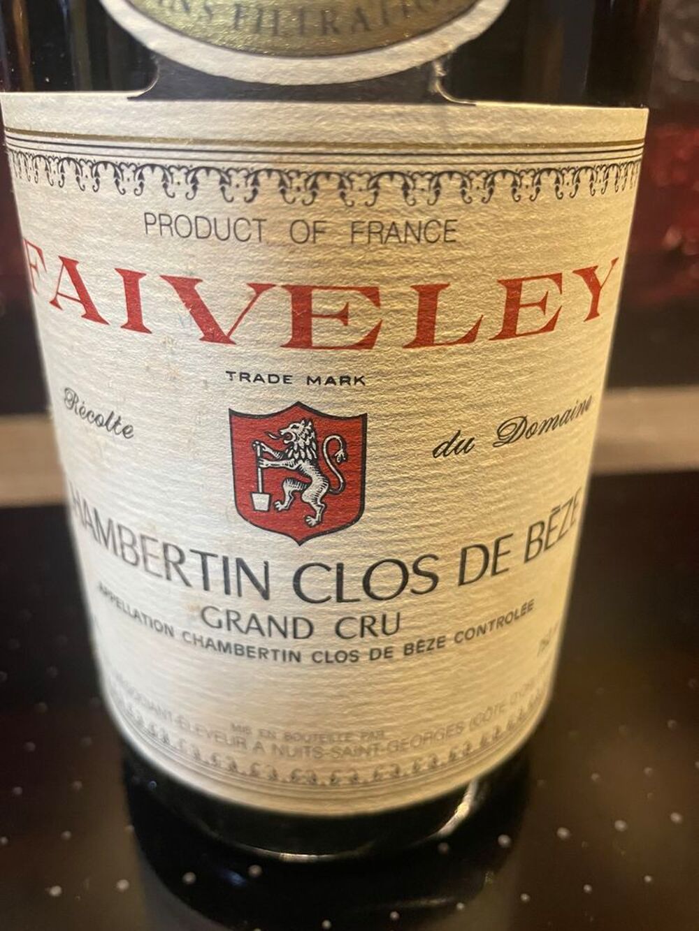 1 Bt CHAMBERTIN Grand Cru Clos de Beze 1993 FAIVELEY Cuisine