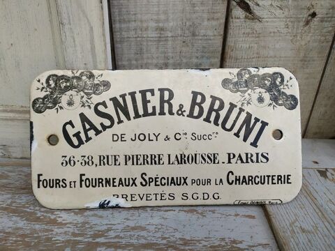 Ancienne Plaque �maill�e Fourneaux Gasnier & Bruni 80 Loches (37)
