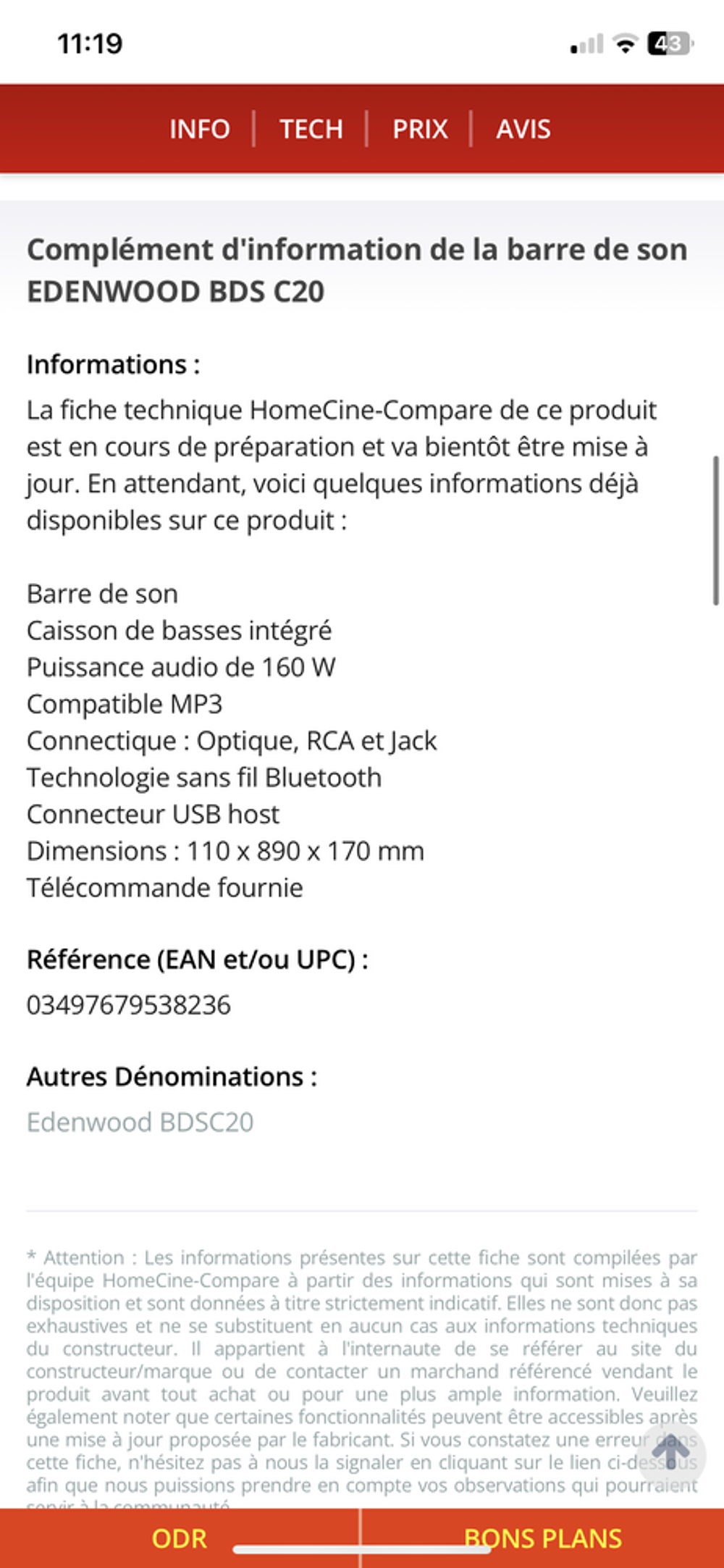 Barre de son edenwood Photos/Video/TV