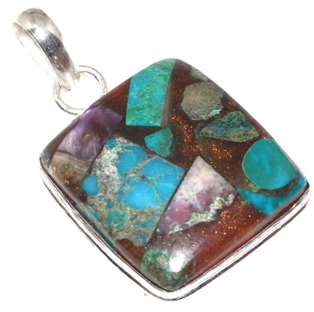 Pendentif CHRYSOCOLLE, PL Argent 925 Bijoux et montres