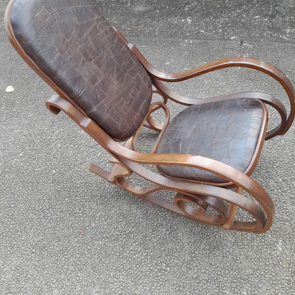 Rocking chair assise en cuire Meubles