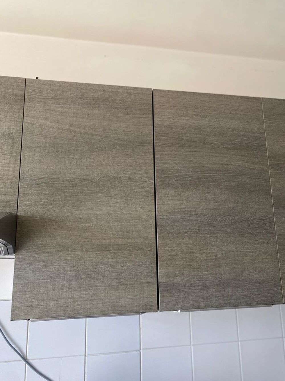 Lot meuble haut de cuisine effet bois gris marron Meubles