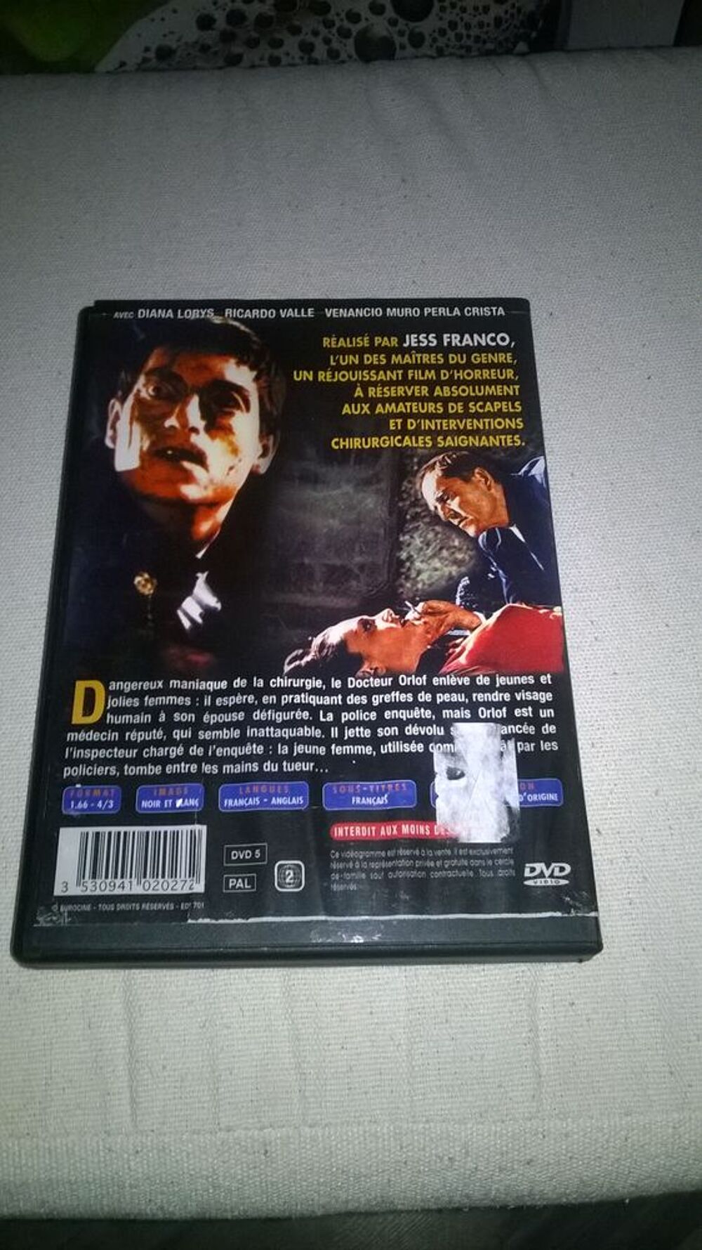 DVD L'Horrible Docteur Orlof
Conrado San Mart&iacute;n
2008
Exc DVD et blu-ray