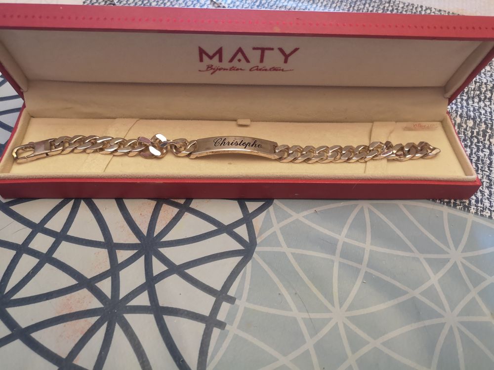 Gourmette homme argent avec gravure MATY Bijoux et montres