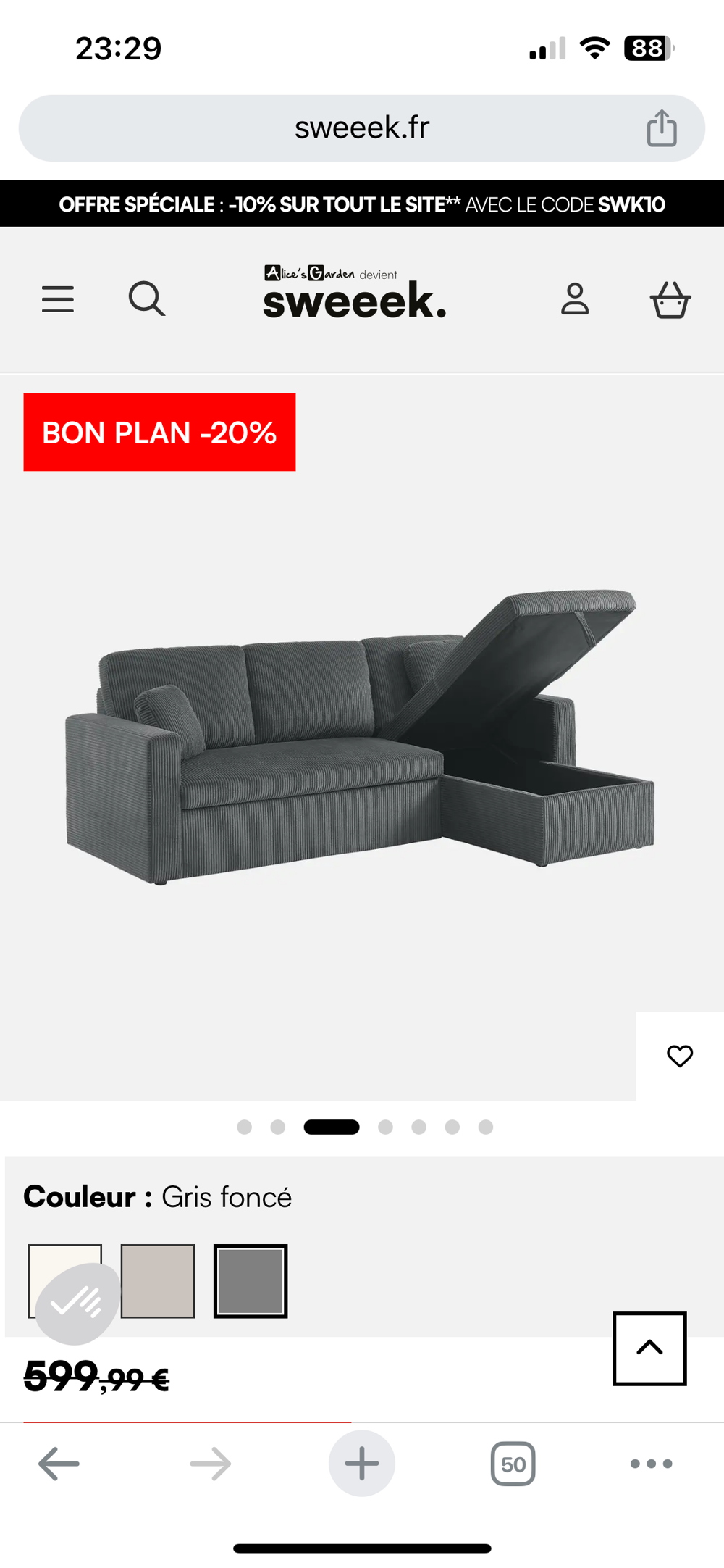 Canap&eacute; d'angle r&eacute;versible convertible - Etat correct Meubles