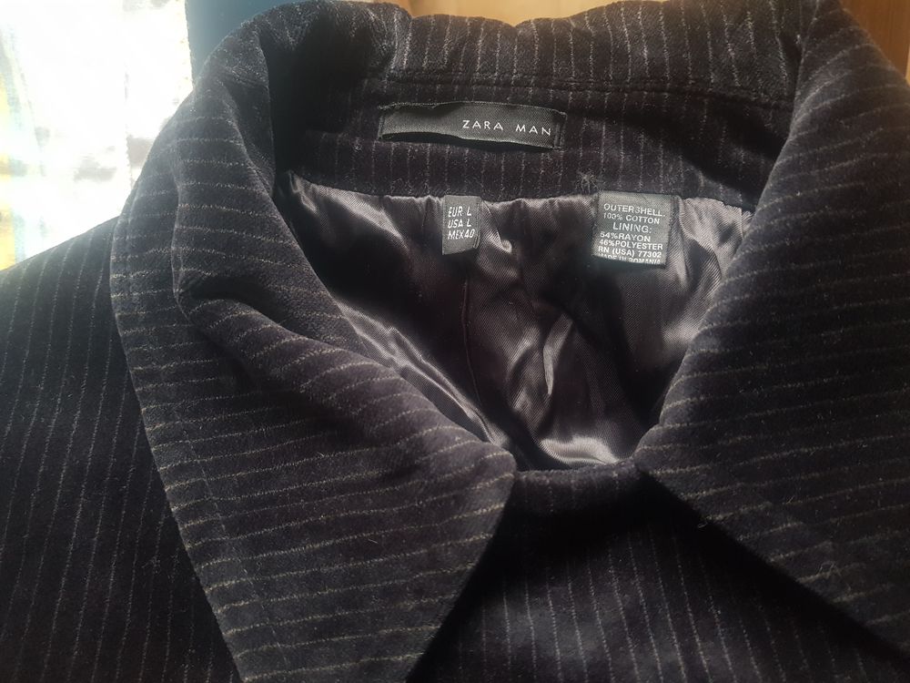 MANTEAU VELOURS NOIR EPAIS ET DOUBLE _ TAILLE 40 _ ZARA MAN Vêtements