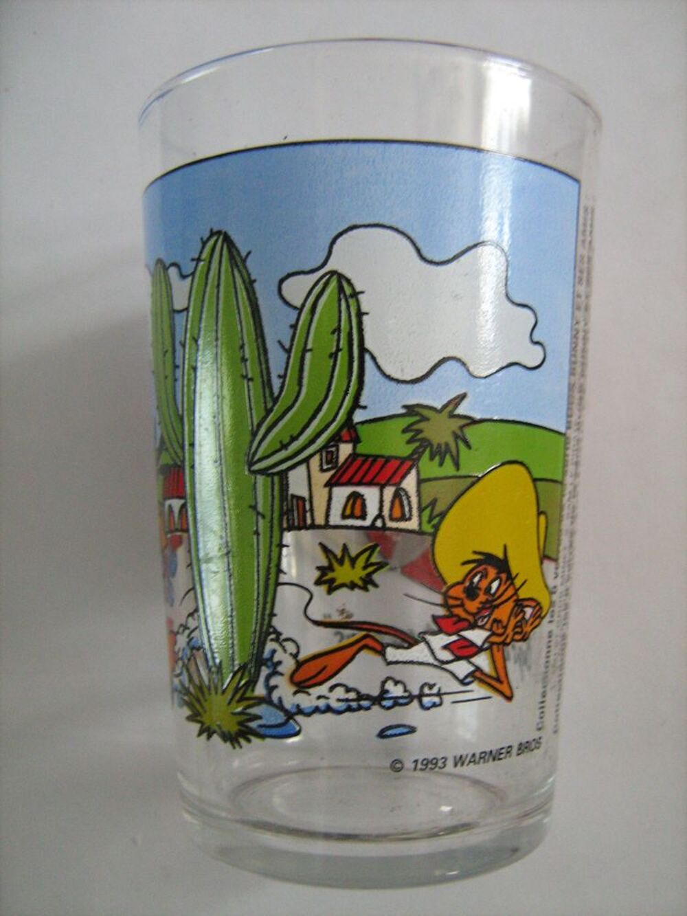 VERRE A MOUTARDE PUBLICITAIRE DECORE BD TV DAFFY ET SPEEDY G 