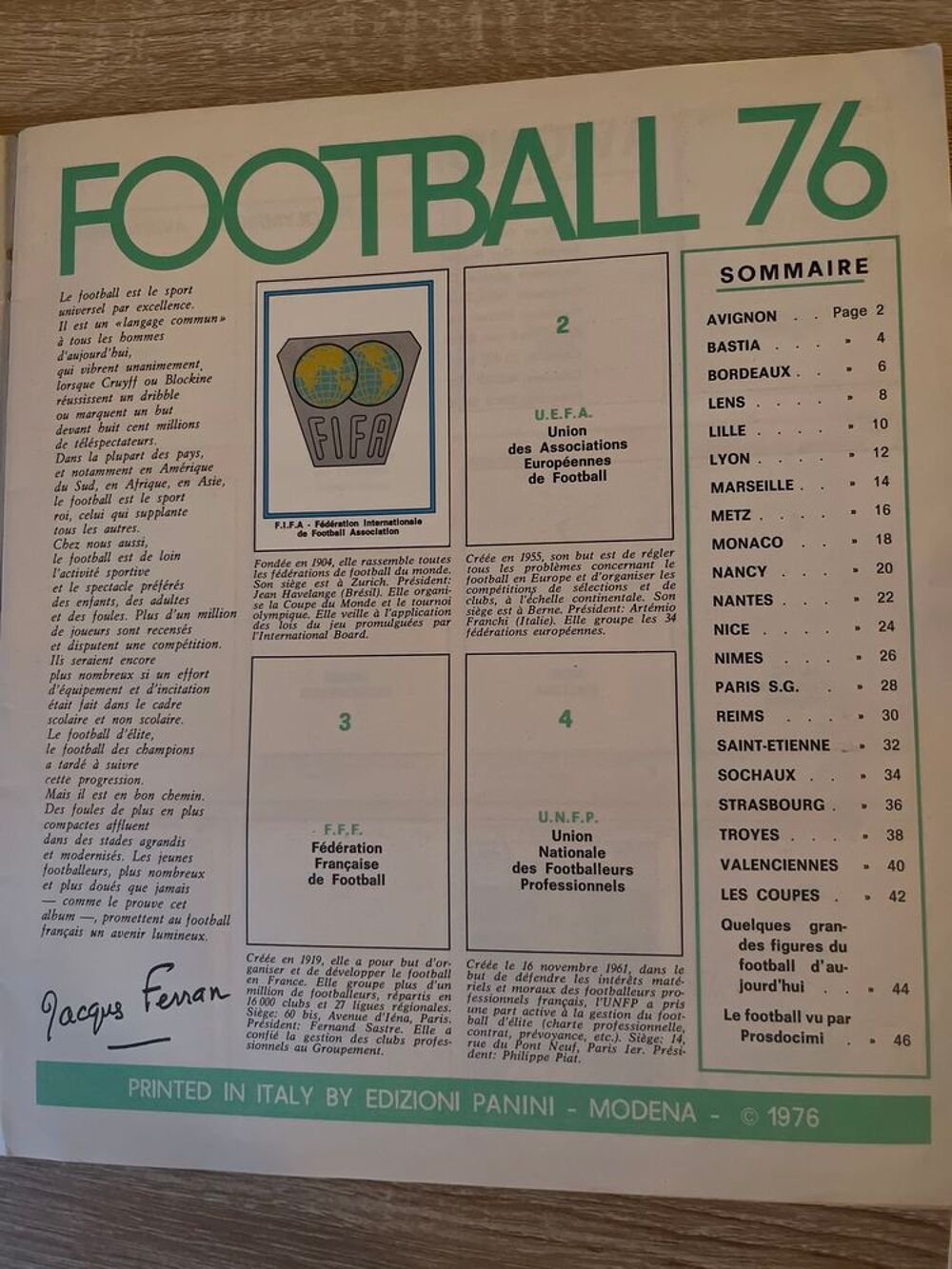 Panini album autocollants football 1976
