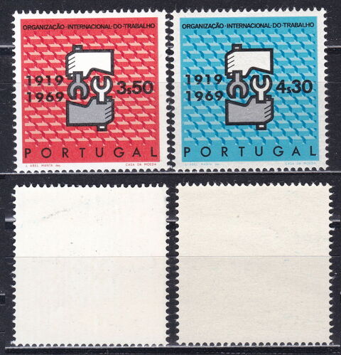 Timbres EUROPE-PORTUGAL-1969 YT 1058-1059 1 Lyon 5 (69)