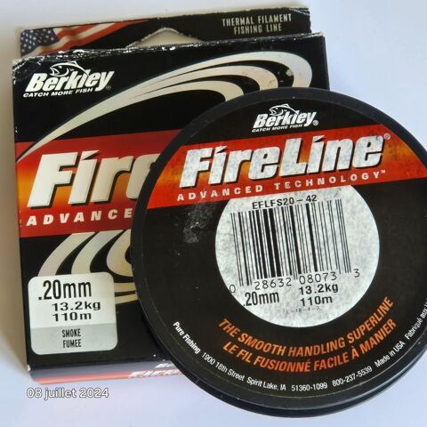 Tresse Berkley Fireline Fused Original - Smoke - 110 m, 0.20 20 Saint-Quentin-la-Chabanne (23)