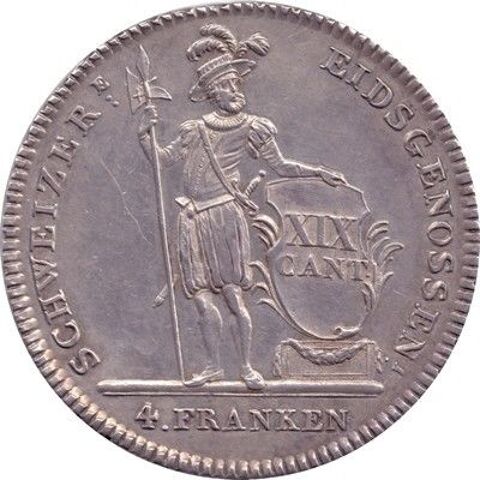 Suisse Canton de Luzern, rareté 4 franken 1813 1300 Couzeix (87)