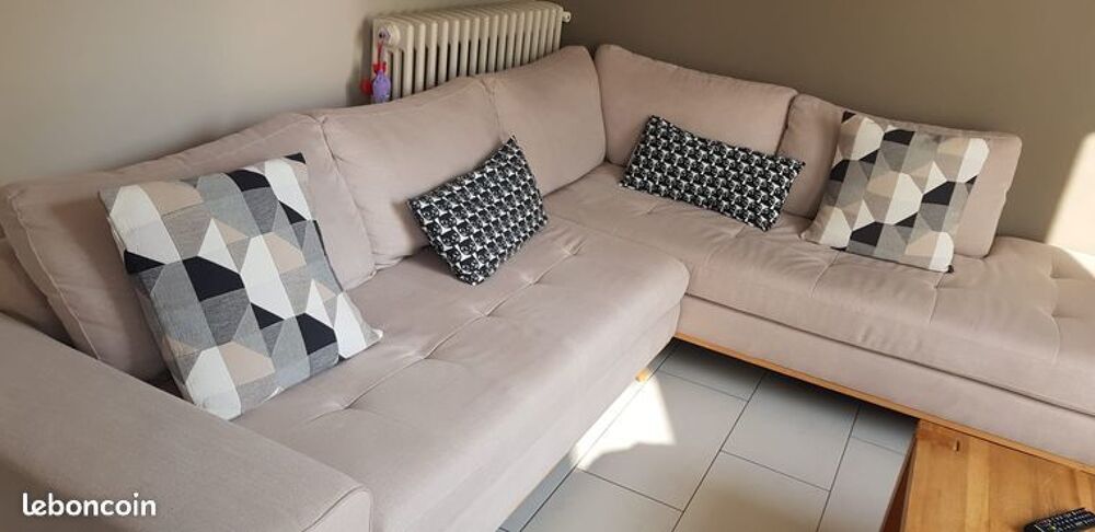 CANAPE D ANGLE TISSU BEIGE Meubles