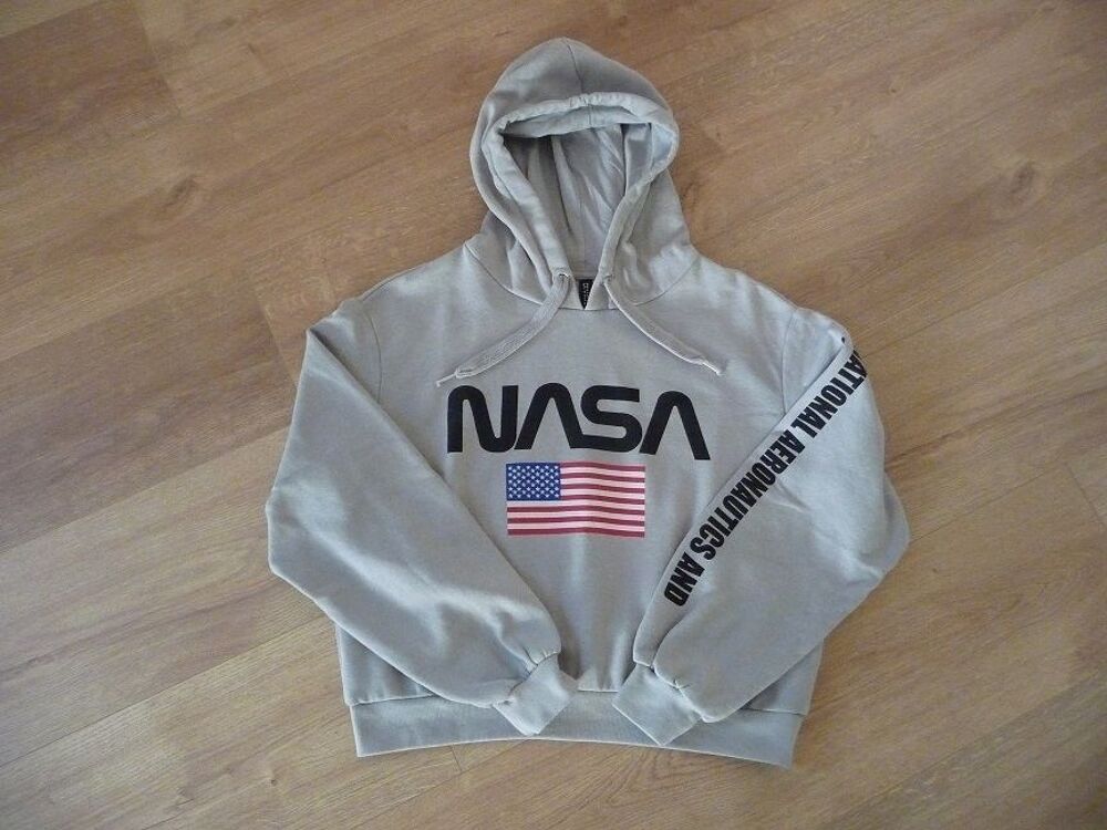 Sweat shirt gris motif NASA drapeau USA taille S - Neuf Vêtements