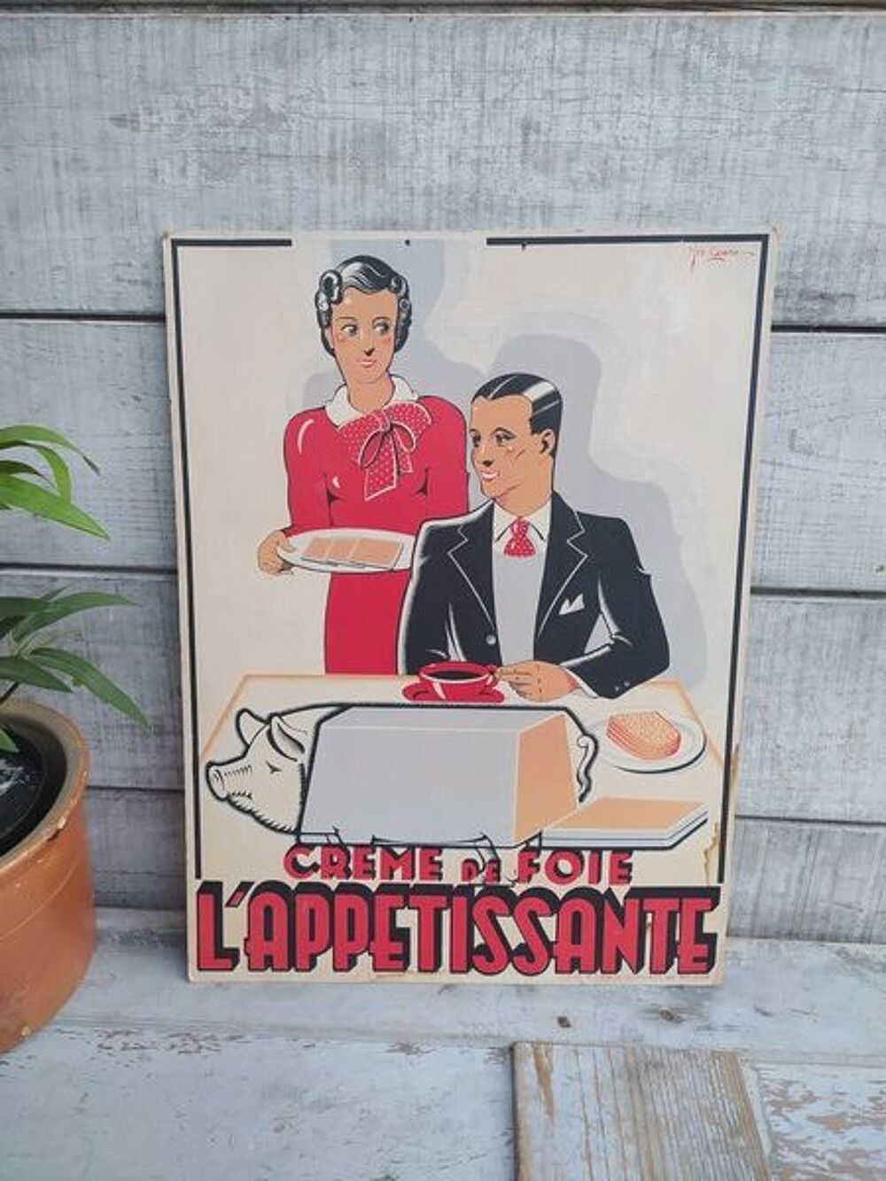 Ancien Carton Publicitaire Cr&egrave;me de Foie L'App&eacute;tissante 
