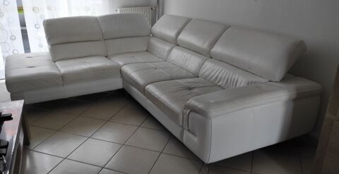 Canap� d'angle cuir blanc  350 Outreau (62)