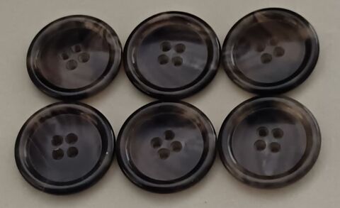 6 Grands Boutons Couture  Marron Ambre Translucide.  3 cm . 13 Thonon-les-Bains (74)