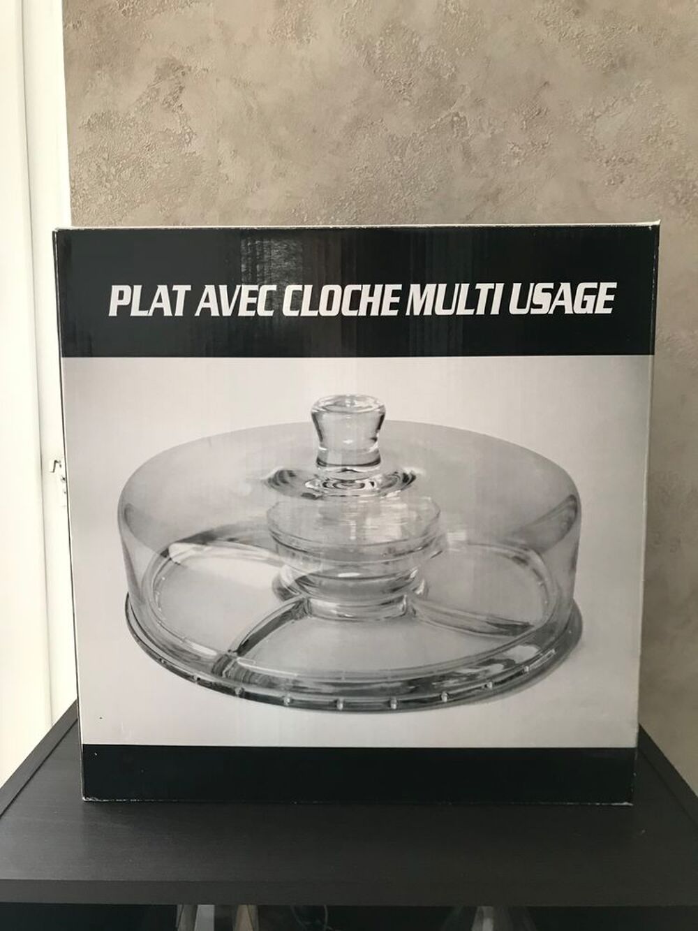 Plat en verre, avec cloche multi usage Cuisine