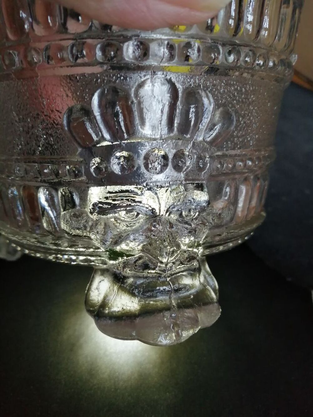 Ancien confiturier en verre 19&egrave;me &eacute;poque Charles X
