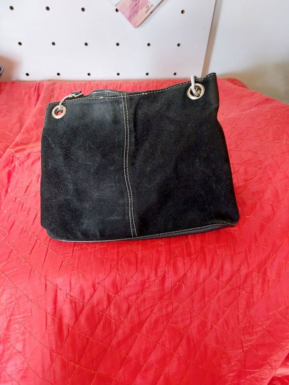 Petit sac &agrave; main en cuir retourn&eacute;/daim noir Maroquinerie