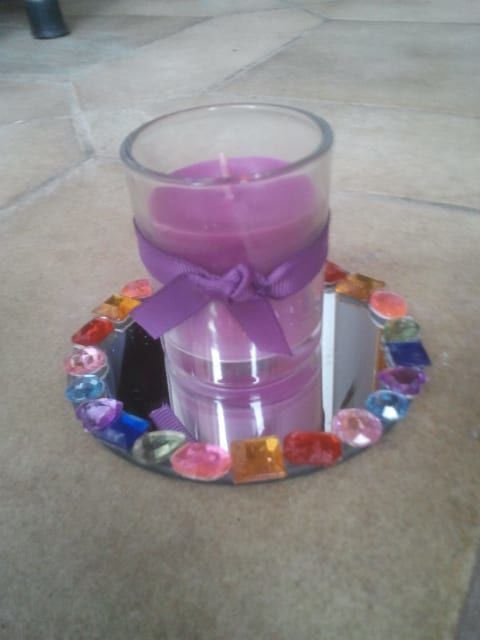 Dessous de Bougie Rond en Miroir & Bougie Parfum�e 5 La Fert�-Alais (91)